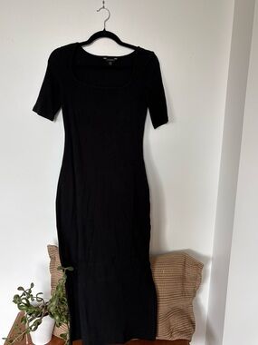 Banana Republic Black Scoop Neck Midi Dress